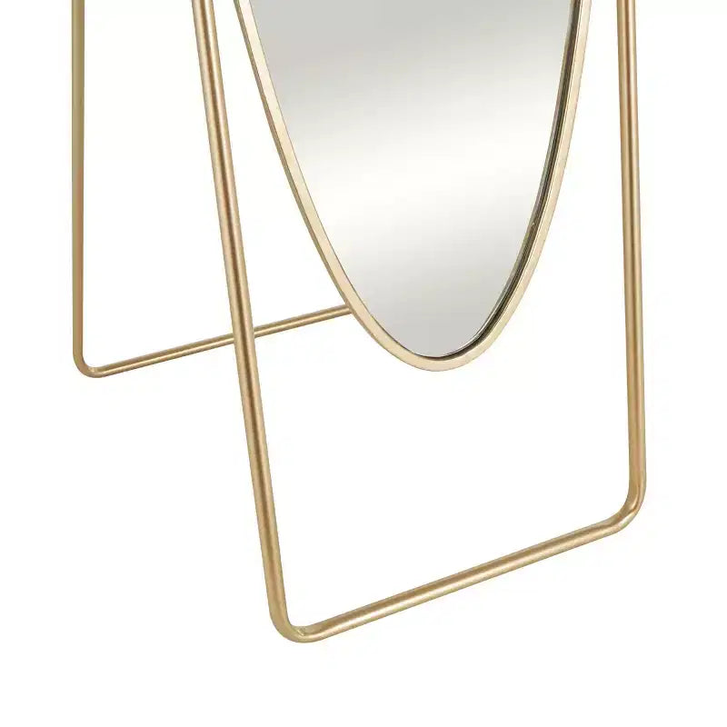 Miroir sur pied ovale géométrique en métal avec cadre rectangulaire