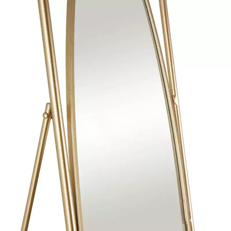 Miroir sur pied ovale géométrique en métal avec cadre rectangulaire