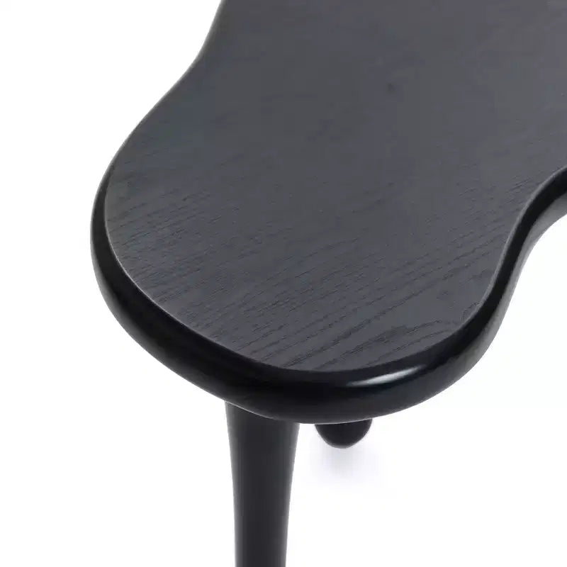 Table d'appoint en bois noir de forme irrégulière, 50 cm de haut, table d'appoint moderne et minimaliste en bois