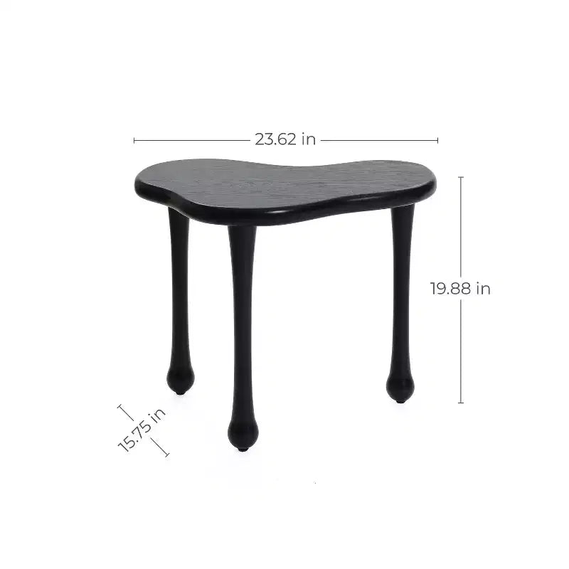 Table d'appoint en bois noir de forme irrégulière, 50 cm de haut, table d'appoint moderne et minimaliste en bois