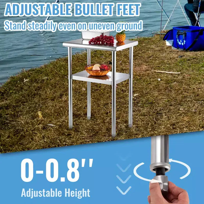 Table de préparation en acier inoxydable, capacité de charge lourde de 272 kg