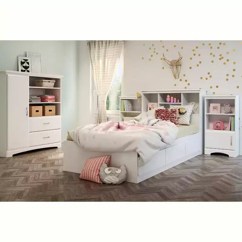 Lits jumeaux blancs avec rangement fabriqués