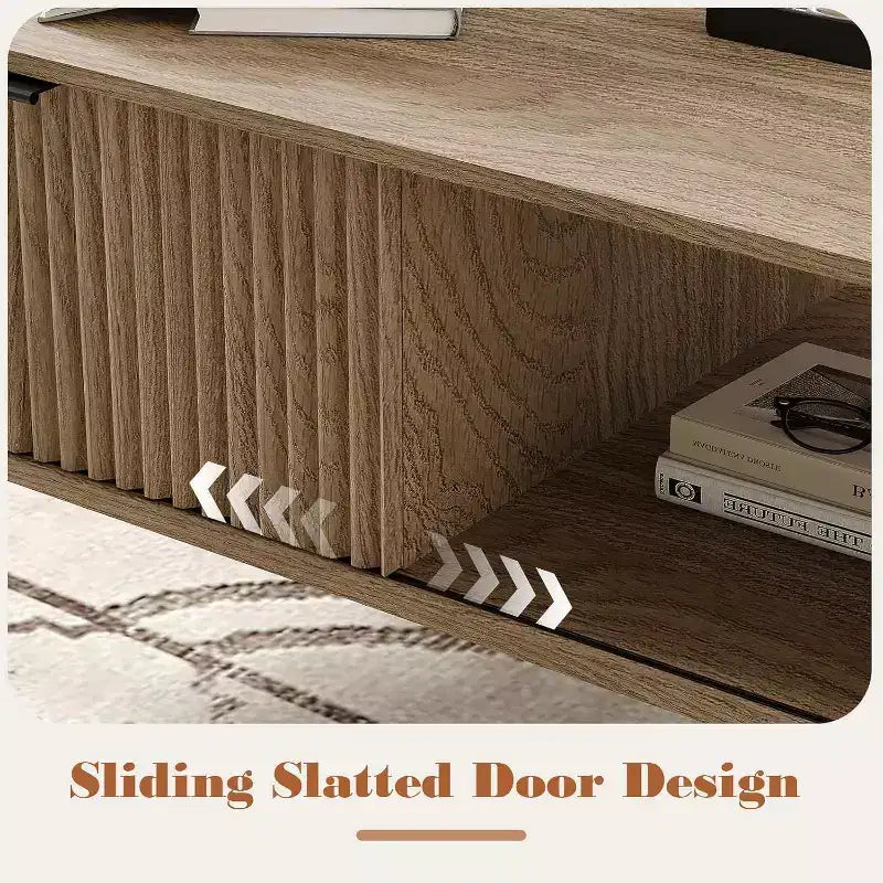 Table basse Mid-Century Modern avec porte coulissante