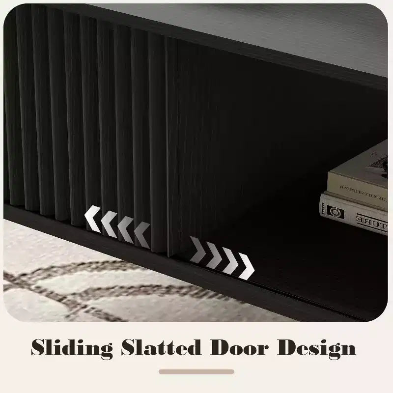 Table basse Mid-Century Modern avec porte coulissante