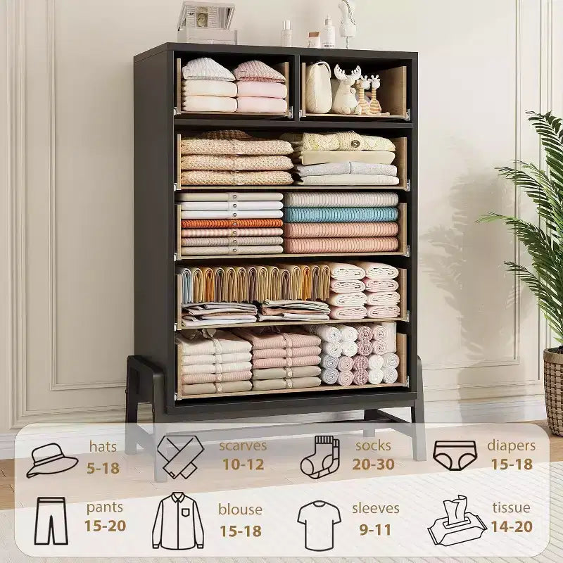 Commode haute, commode 4+2 pour chambre à coucher, tiroir large