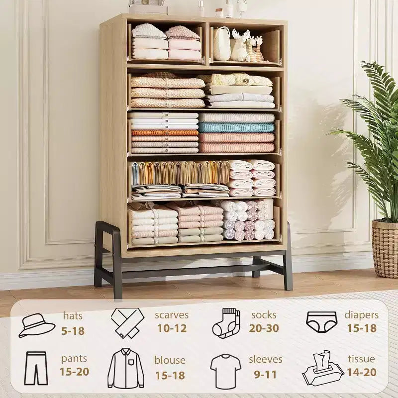 Commode haute, commode 4+2 pour chambre à coucher, tiroir large