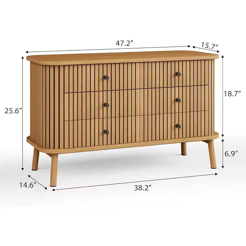 Commode 6 tiroirs de 47 pouces avec pieds en métal