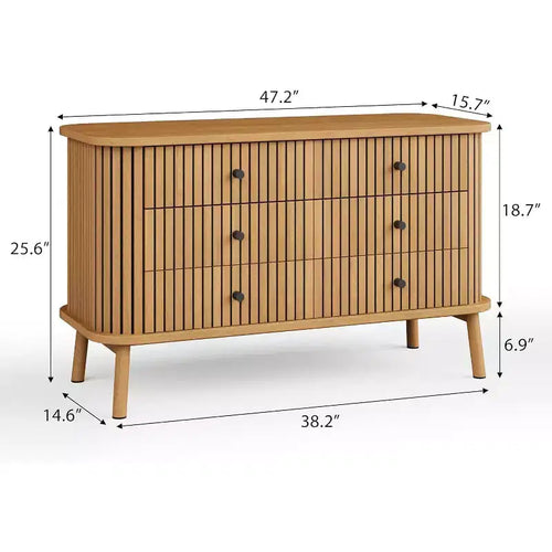 Commode 6 tiroirs de 47 pouces avec pieds en métal