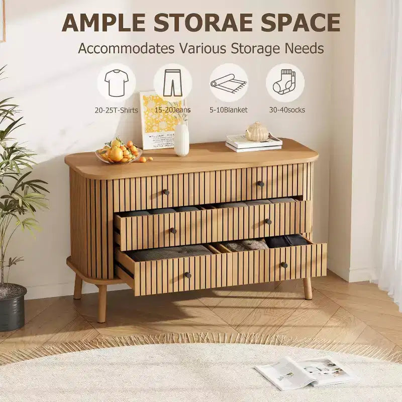 Commode 6 tiroirs de 47 pouces avec pieds en métal