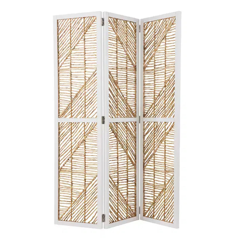 Quilino 3-Panel Woven Room Divider/Screen - Natural - SEI