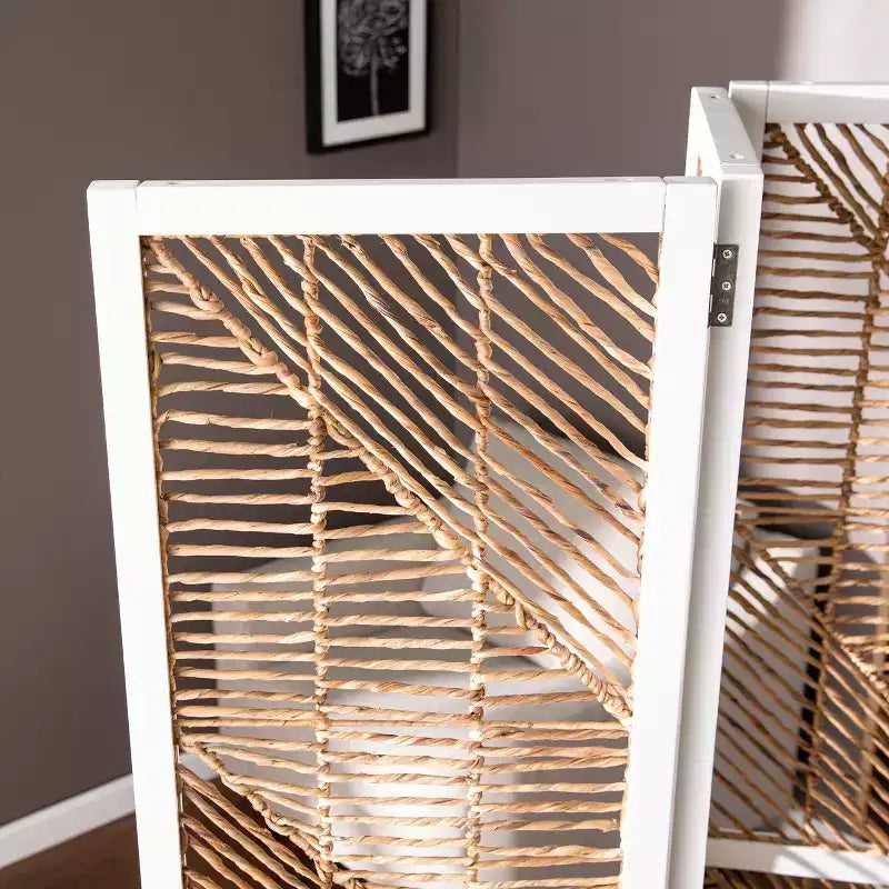 Paravent/Séparateur de Pièce Tressé 3 Panneaux - Naturel