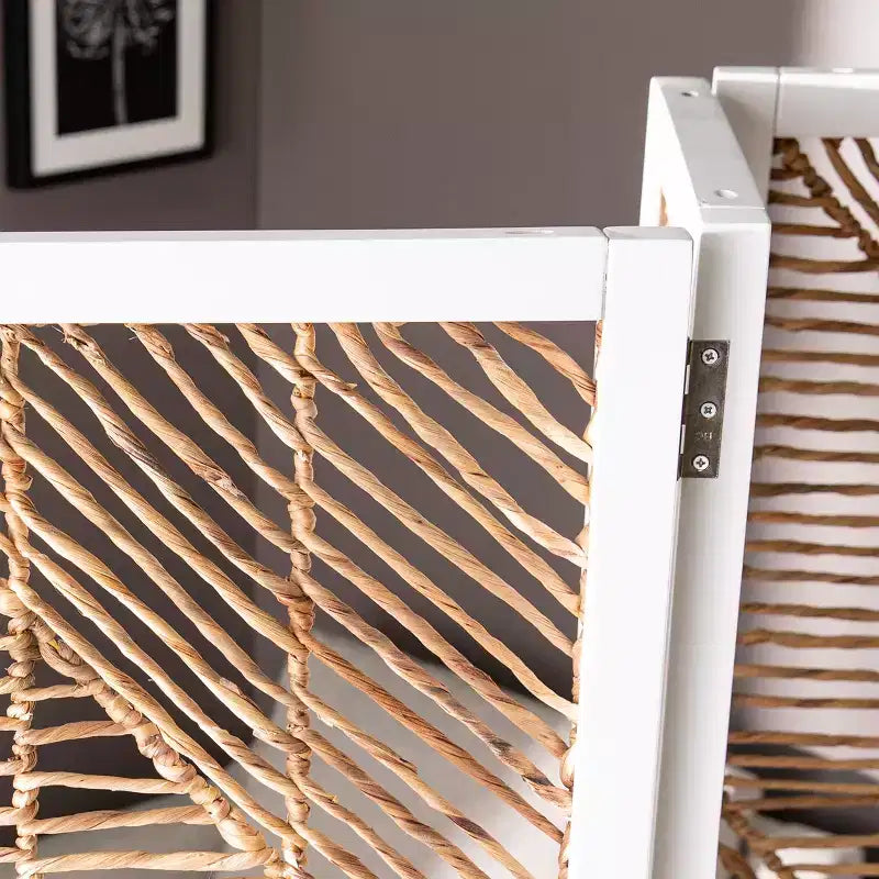 Paravent/Séparateur de Pièce Tressé 3 Panneaux - Naturel
