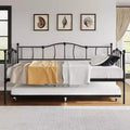 Twin Size Metal Daybed Frame with Trundle, Twin Size Day Bed with Pull-Out Trundle, Heart Design, with Steel Slats Support