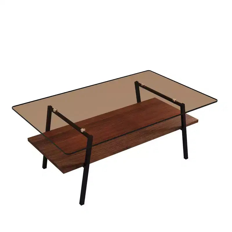 Table basse rectangulaire, plateau en verre trempé avec