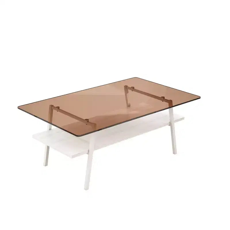Table basse rectangulaire, plateau en verre trempé avec