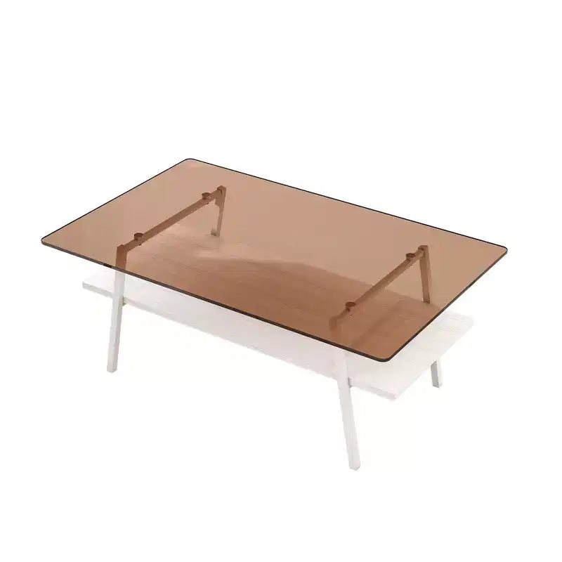 Table basse rectangulaire, plateau en verre trempé avec