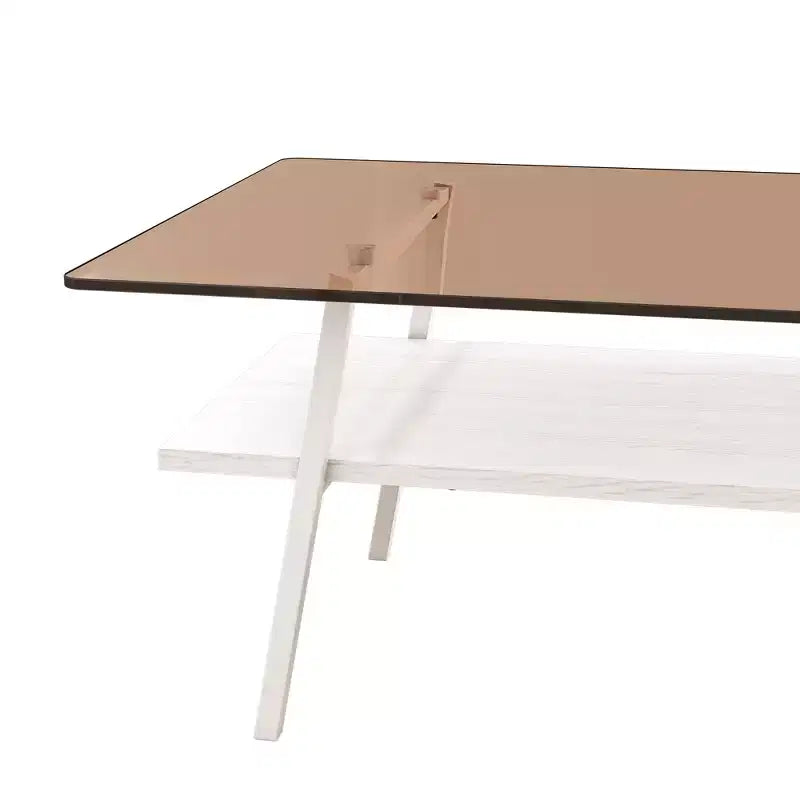 Table basse rectangulaire, plateau en verre trempé avec