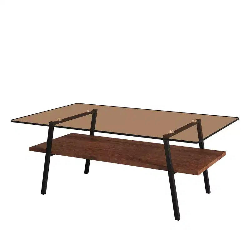 Table basse rectangulaire, plateau en verre trempé avec