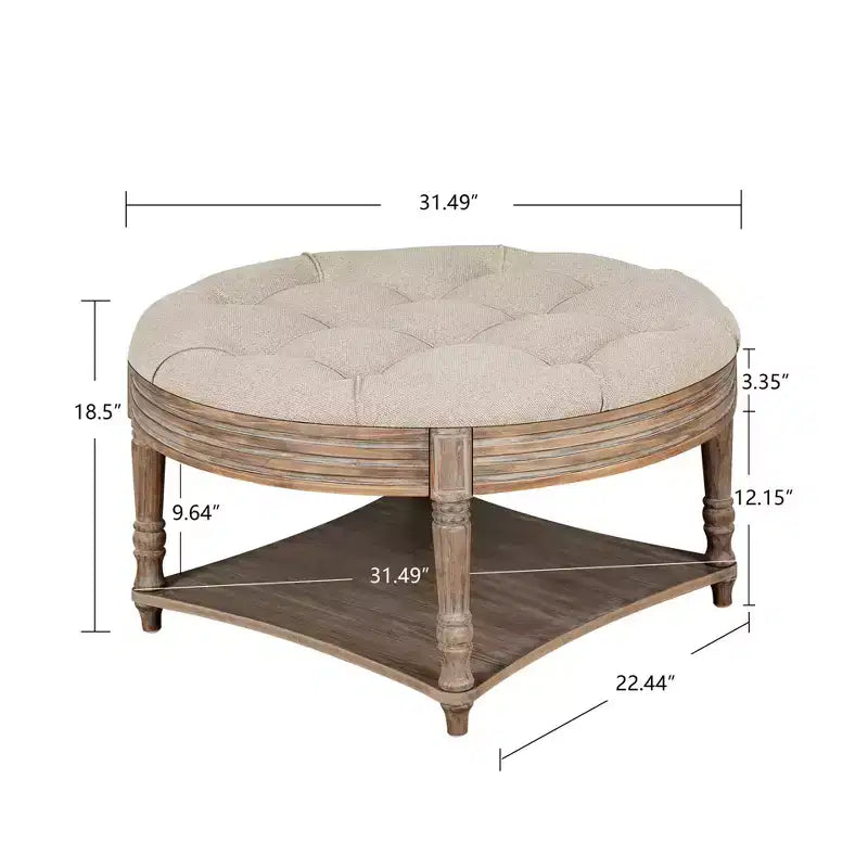 Table basse ronde pouf étanche avec design capitonné