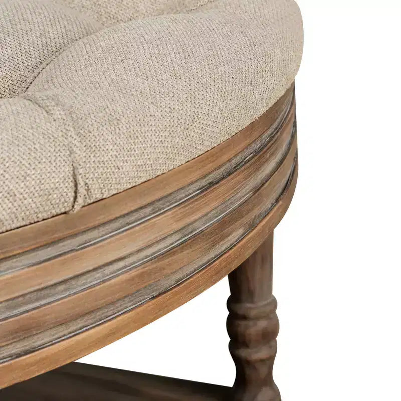 Table basse ronde pouf étanche avec design capitonné