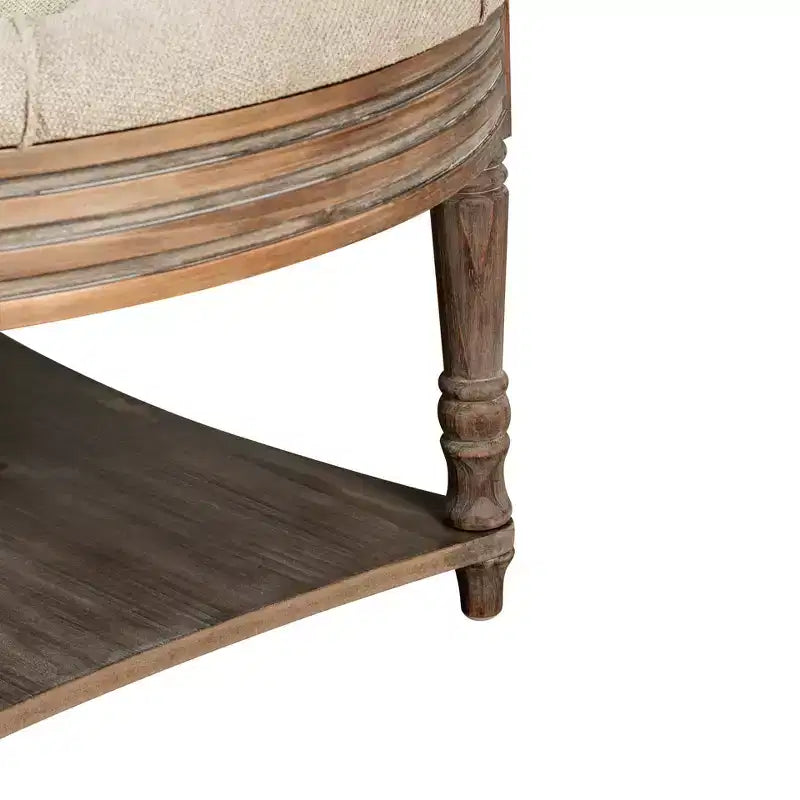 Table basse ronde pouf étanche avec design capitonné