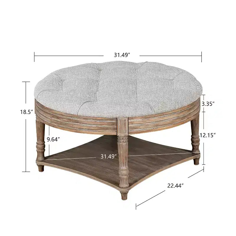 Table basse ronde pouf étanche avec design capitonné
