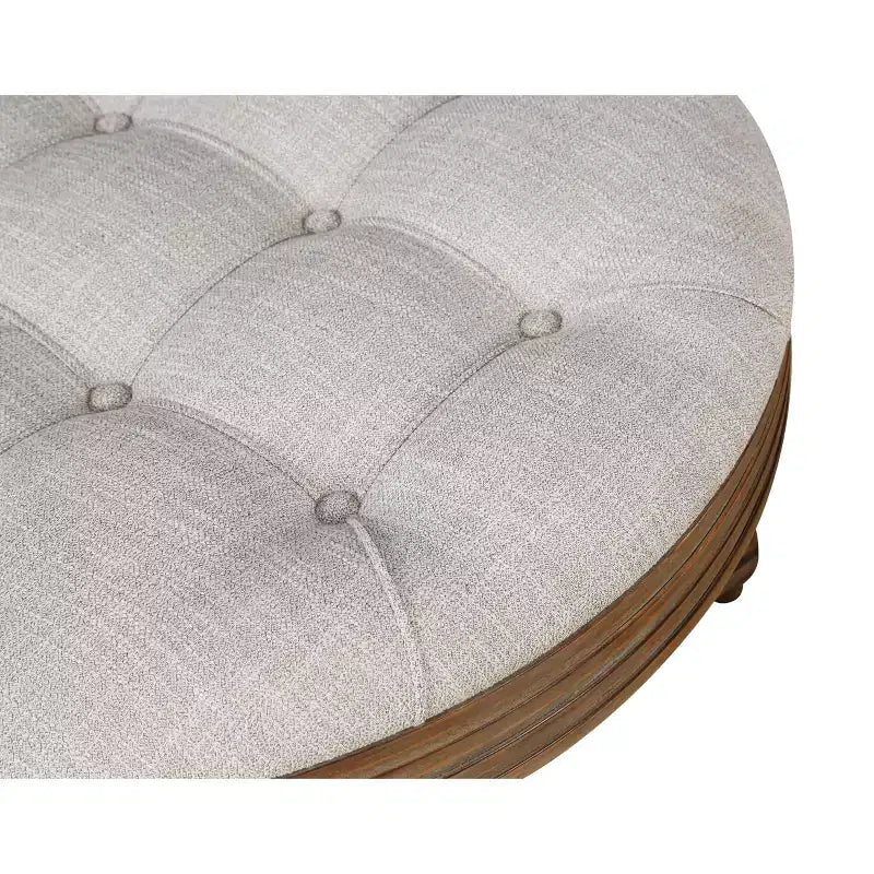 Table basse ronde pouf étanche avec design capitonné