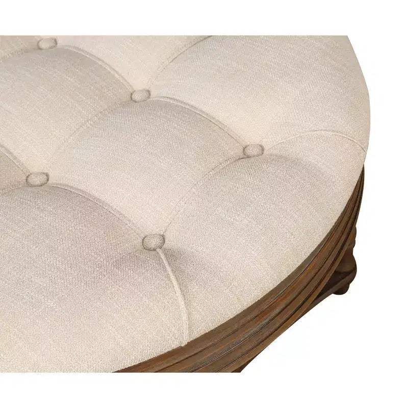Table basse ronde pouf étanche avec design capitonné