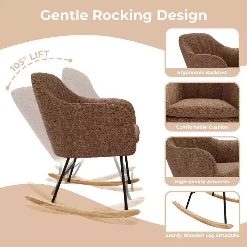 Fauteuil à bascule rembourré, fauteuil-planeur avec coussin douillet
