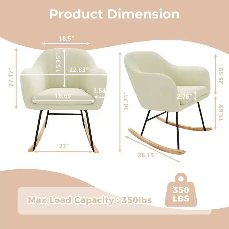 Fauteuil à bascule rembourré, fauteuil-planeur avec coussin douillet