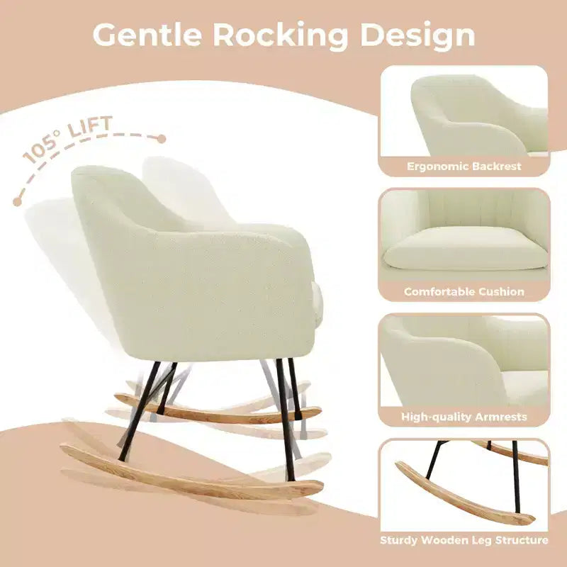 Fauteuil à bascule rembourré, fauteuil-planeur avec coussin douillet