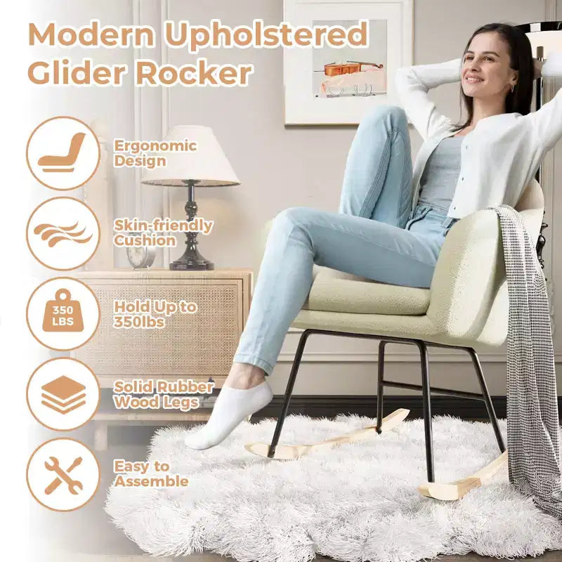 Fauteuil à bascule rembourré, fauteuil-planeur avec coussin douillet