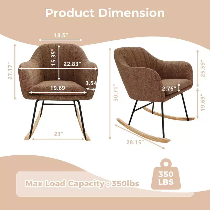 Fauteuil à bascule rembourré, fauteuil-planeur avec coussin douillet