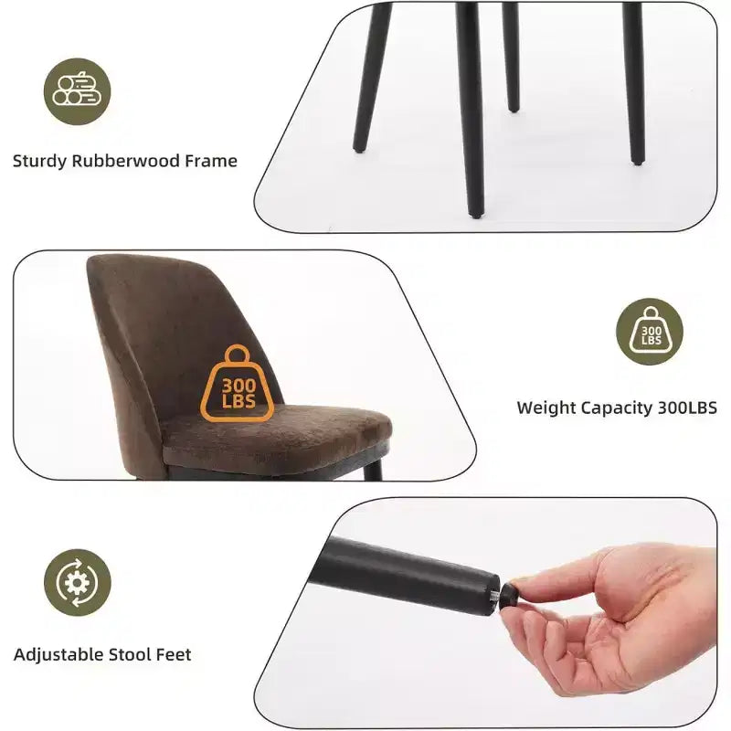 Lot de 2 chaises de salle à manger rembourrées, chaises de cuisine modernes