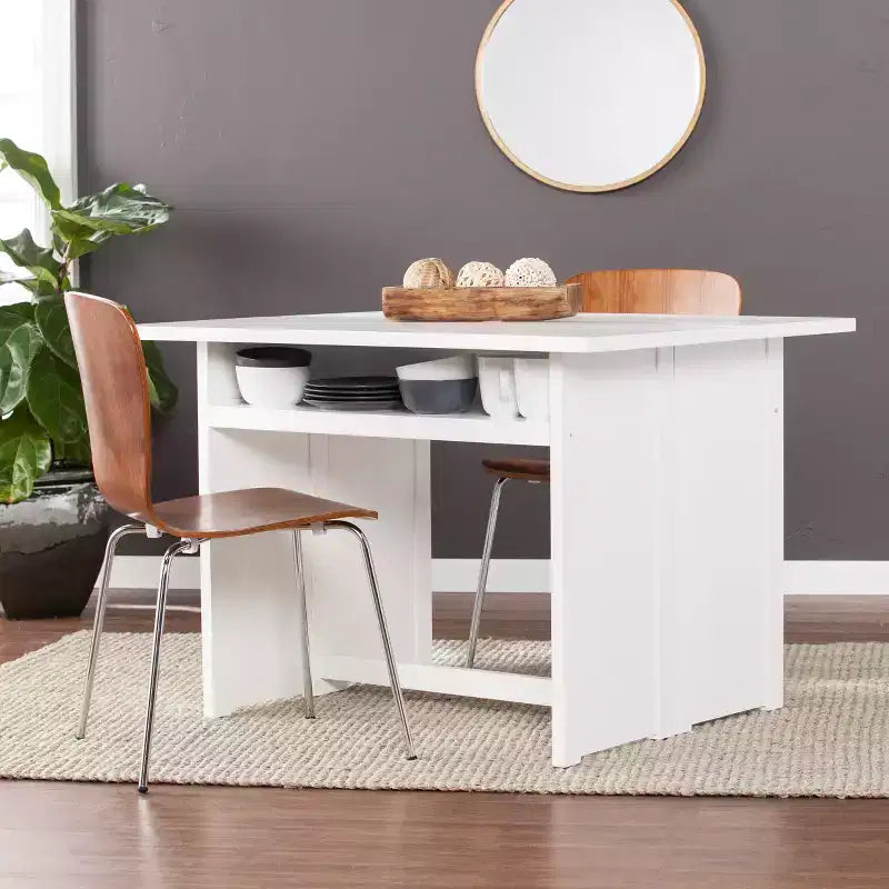 Console convertible en table à manger - Blanche