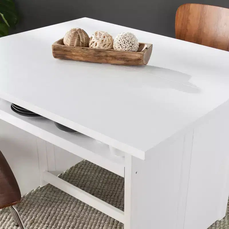Console convertible en table à manger - Blanche