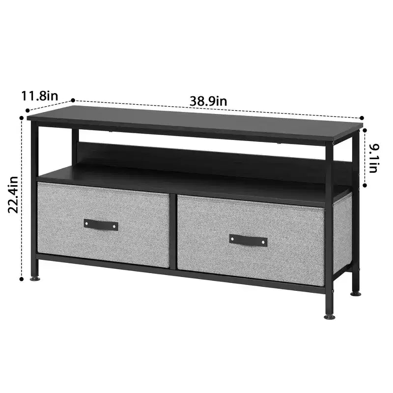 Meuble TV commode avec tiroirs et étagères, meuble de divertissement