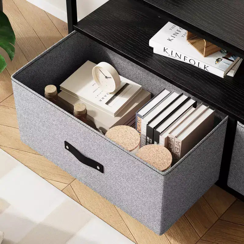 Meuble TV commode avec tiroirs et étagères, meuble de divertissement
