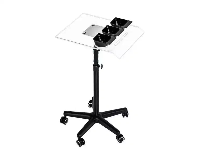 Karl Home Height Adjustable Rolling Salon Tray Trolley Cart with Wheels and Acrylic Tray Bowls 2 Magnetic Marker Pens