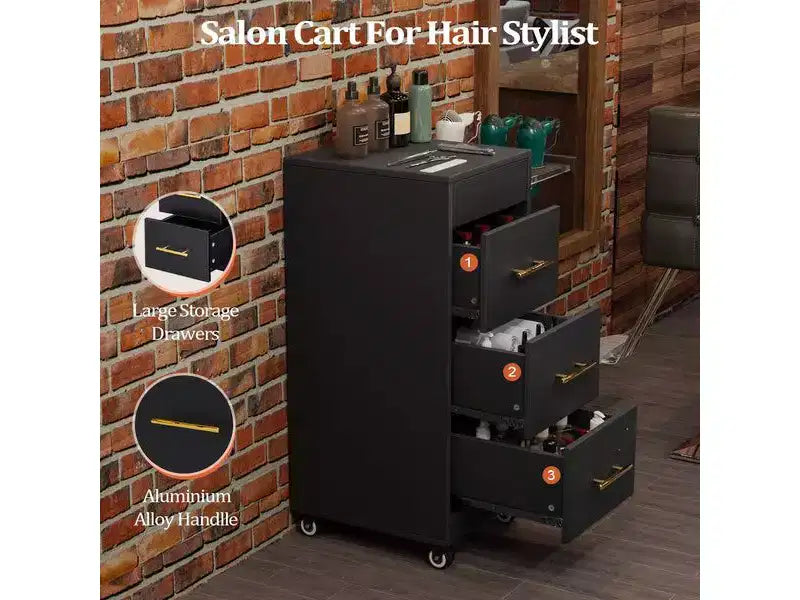 Chariot de salon en bois rustique marron