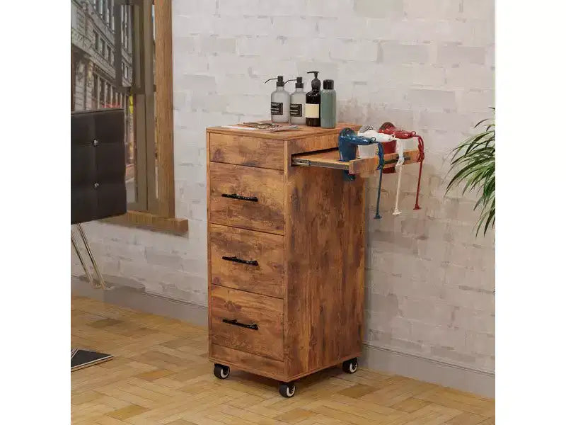 Chariot de salon en bois rustique marron