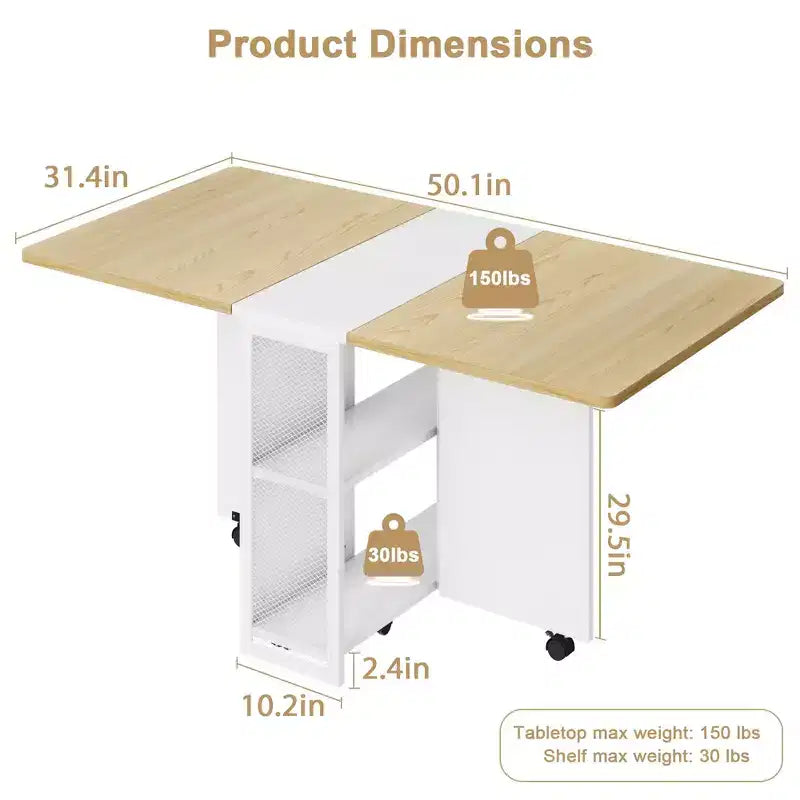 Table à manger pliante, Table pliante à abattants, Table de salle à manger polyvalente et pliable