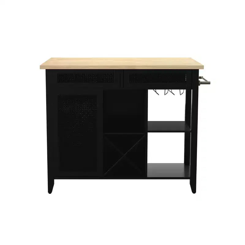 Bramlage Expandable Freestanding Kitchen Island - Black - SEI