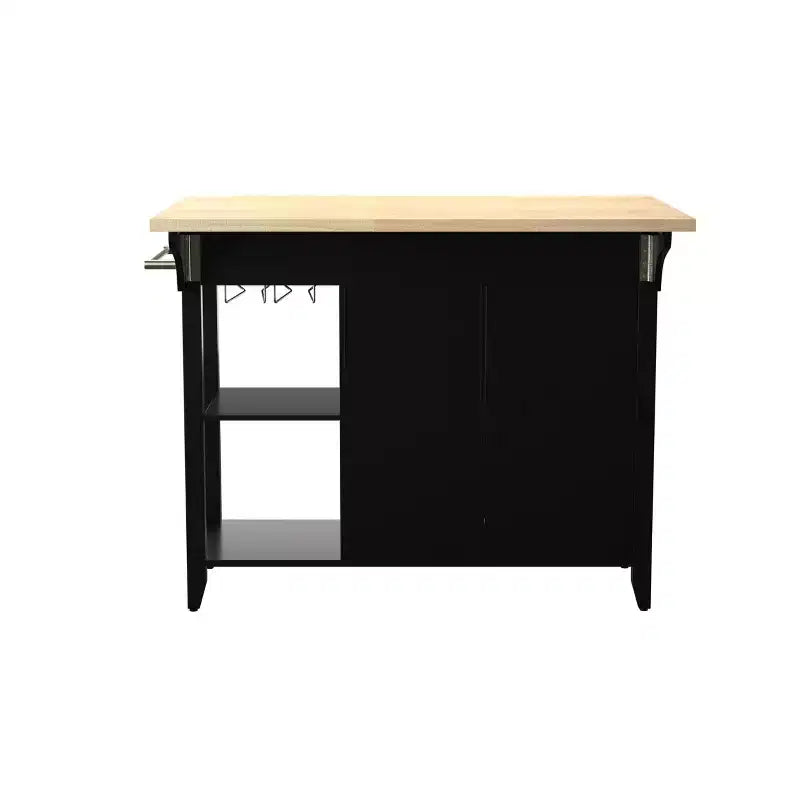Ilot de cuisine autoportant extensible - Noir
