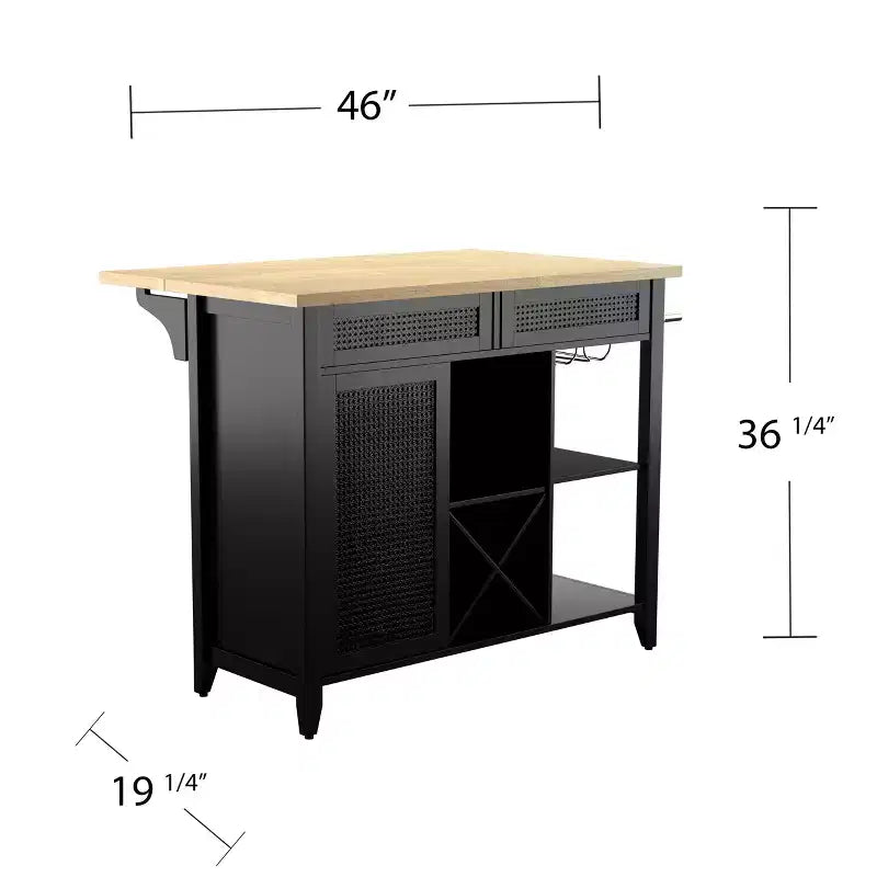 Ilot de cuisine autoportant extensible - Noir