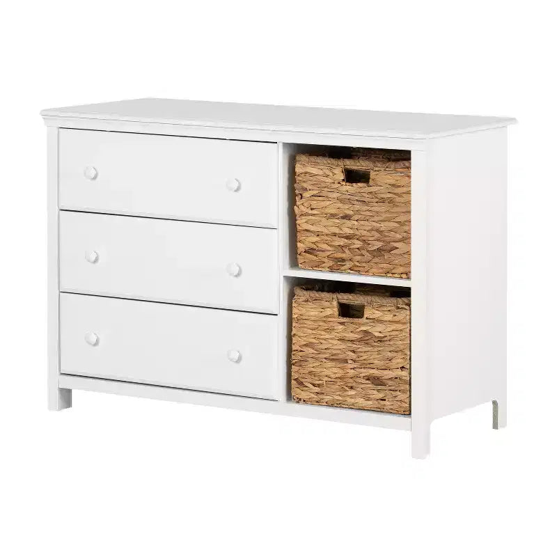 HomeStock 7.91 in.H Particle Board Horizontal Dressers with 3 - Drawers in White Finish