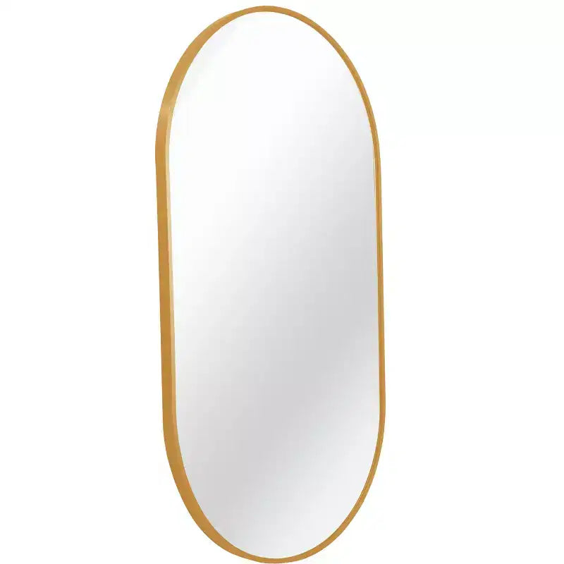 Miroir ovale en métal doré