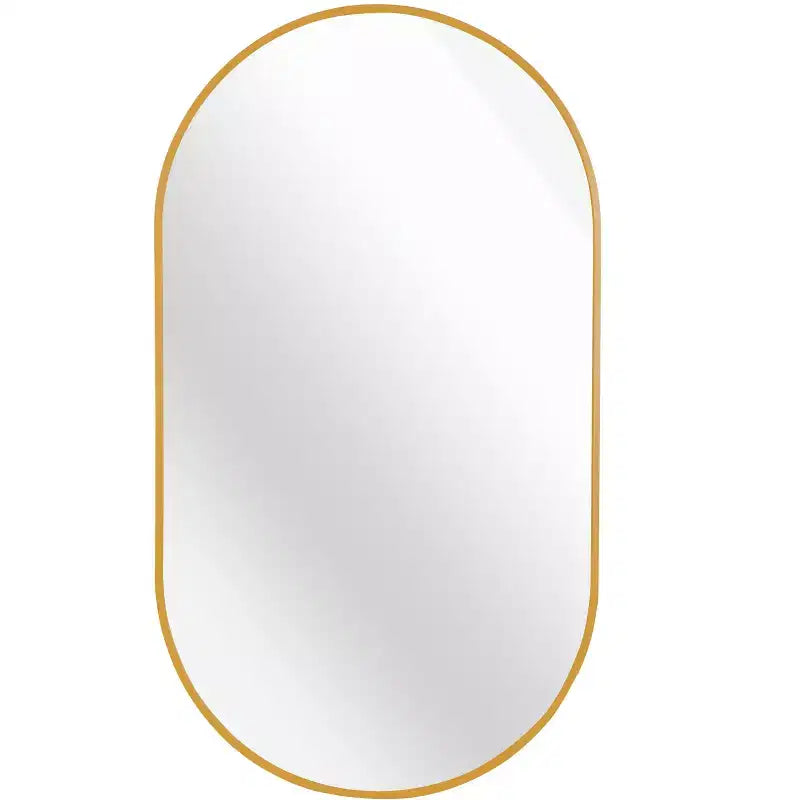 Miroir ovale en métal doré