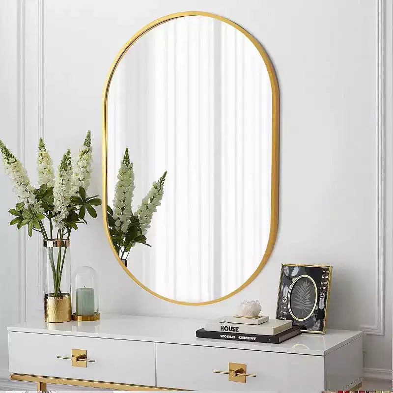 Gold 20 x 28 Inch Metal Oval Mirror