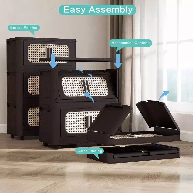 Armoire de rangement pliante en plastique à 4 niveaux et 20 côtés avec aimants